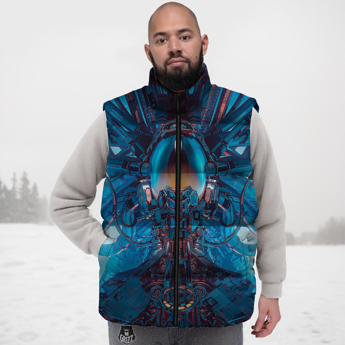Cow Farm Pattern Print Down Vest