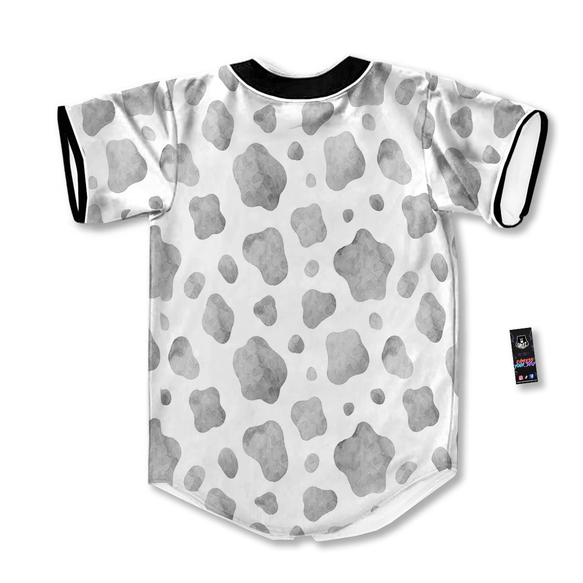 Cow Grey And White Print Pattern Baseball Jersey-grizzshop