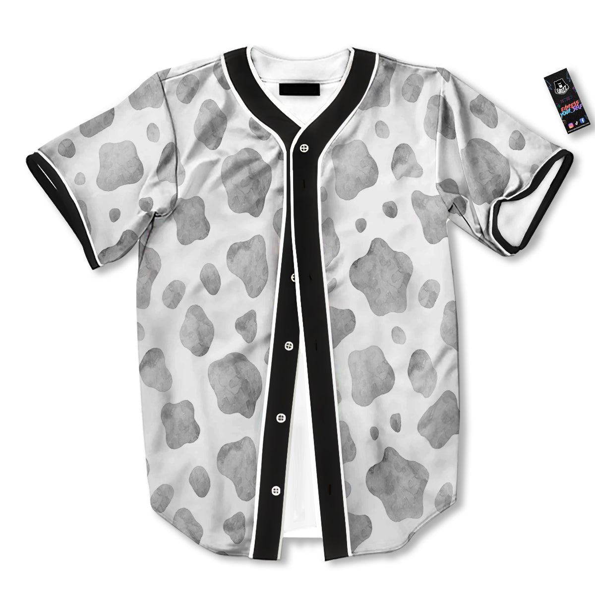 Cow Grey And White Print Pattern Baseball Jersey-grizzshop
