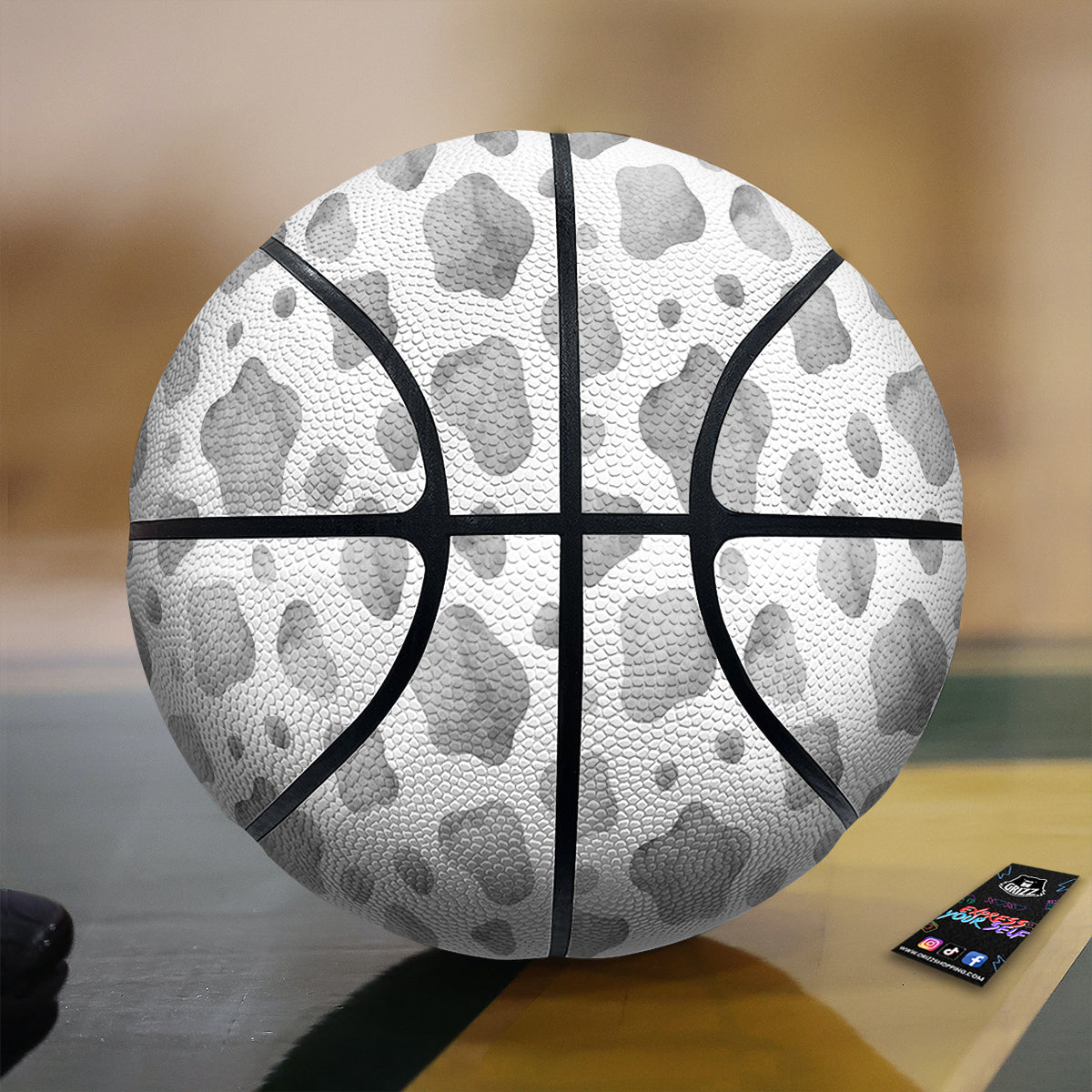 Cow Grey And White Print Pattern Basketball