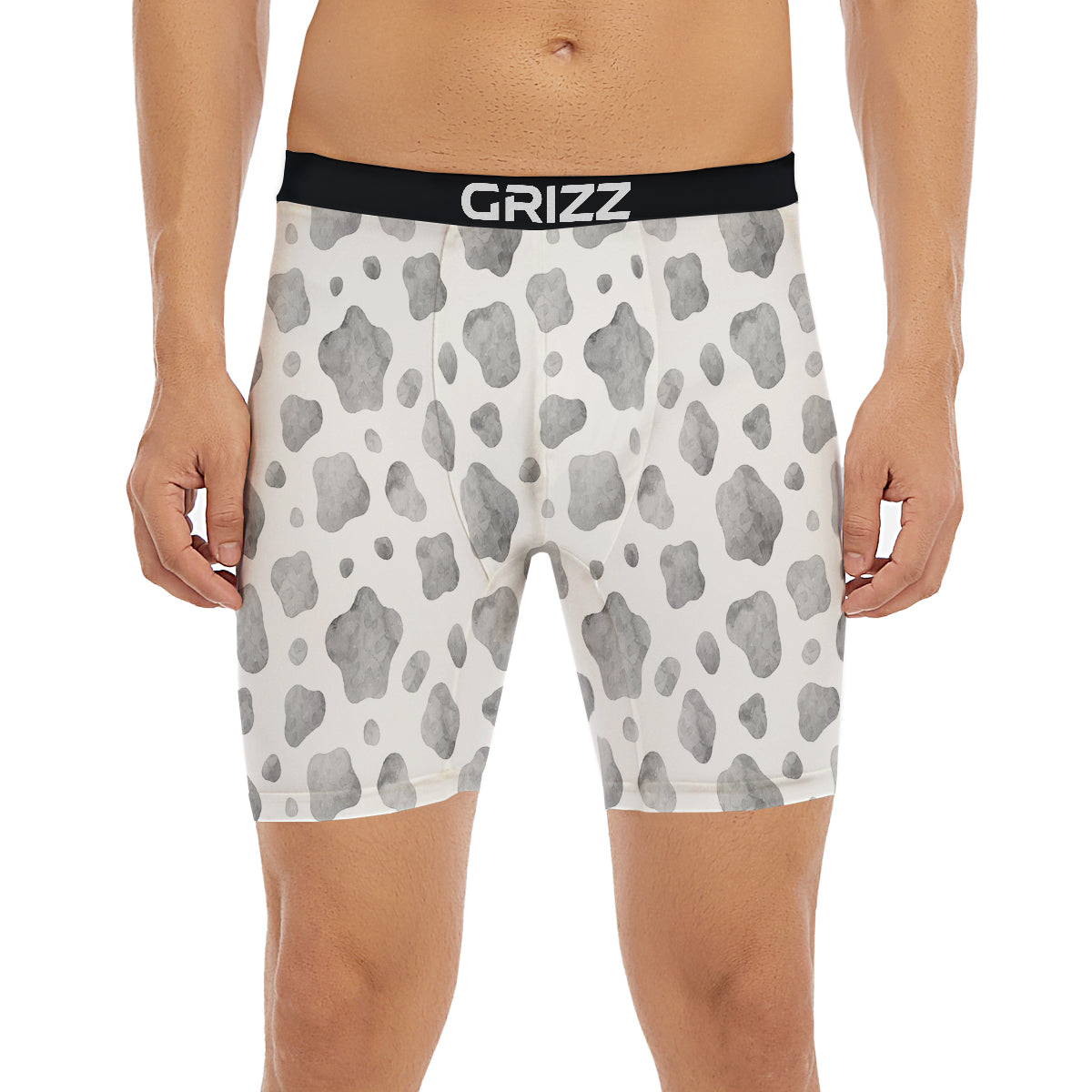 Cow Grey And White Print Pattern Boxer Briefs-grizzshop
