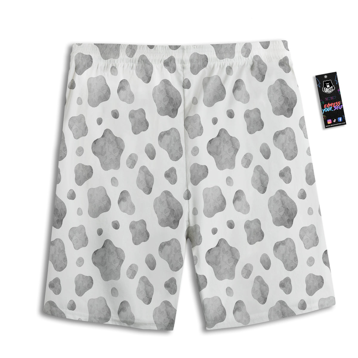 Cow Grey And White Print Pattern Men's Athletic Shorts