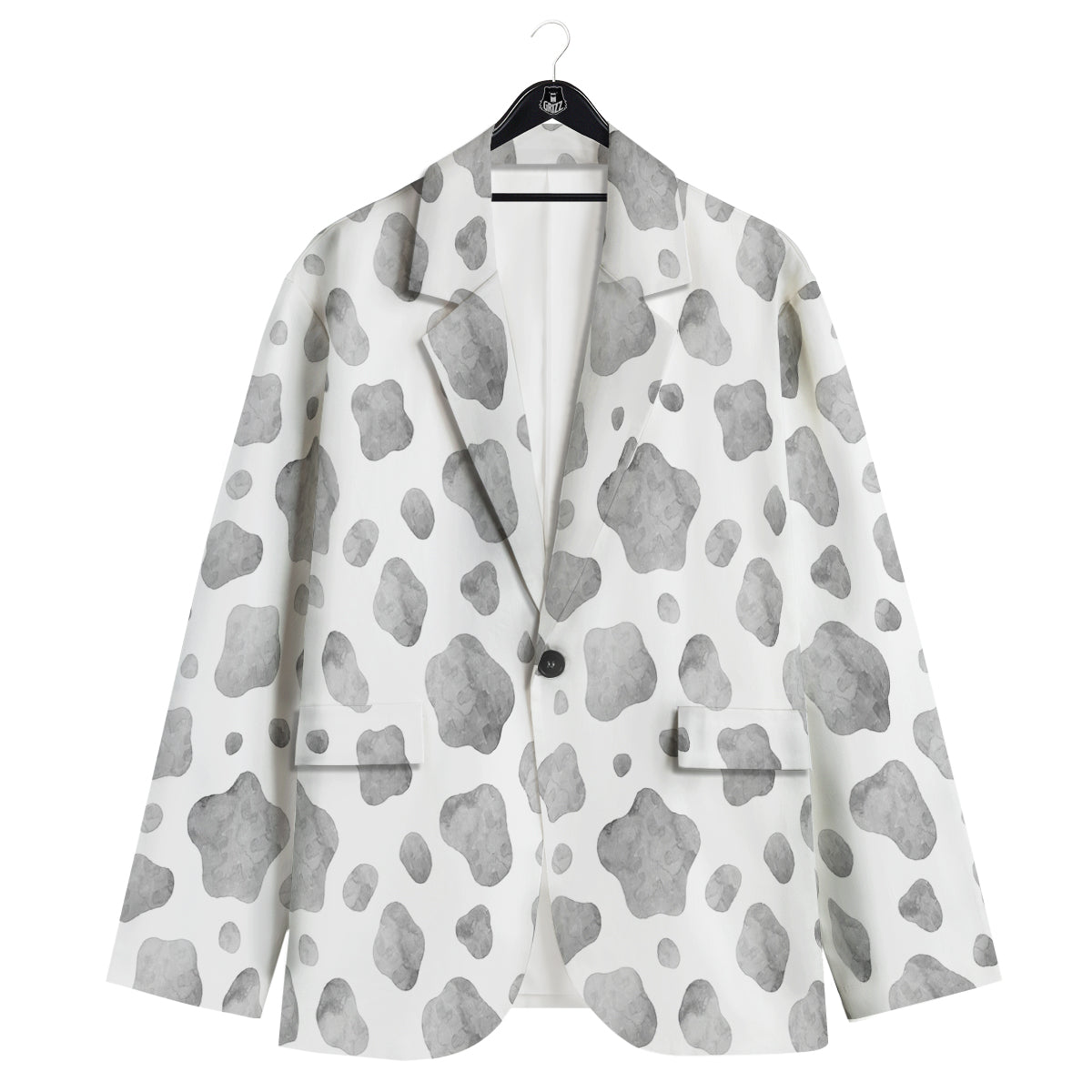 Cow Grey And White Print Pattern Men's Sport Coat-grizzshop