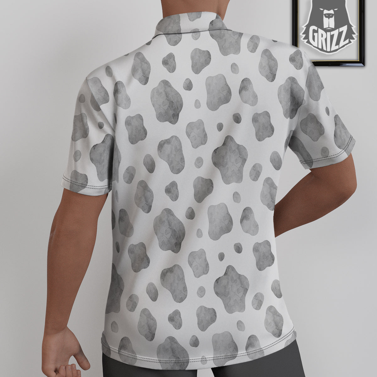 Cow Grey And White Print Pattern Untucked Shirts-grizzshop