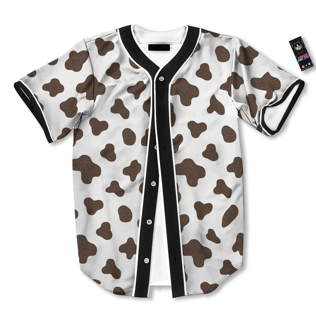 Cow Milk And Chocolate Print Baseball Jersey-grizzshop