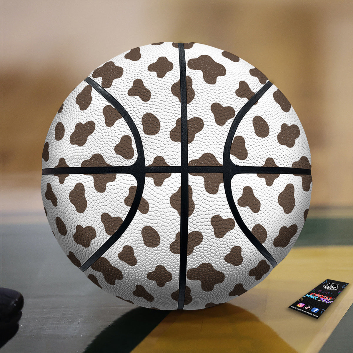 Cow Milk And Chocolate Print Basketball-grizzshop