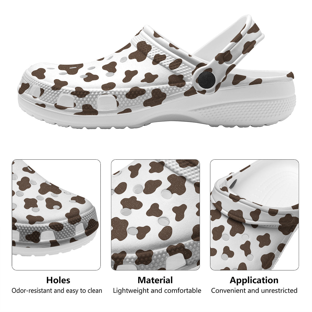 Cow Milk And Chocolate Print Clog-grizzshop