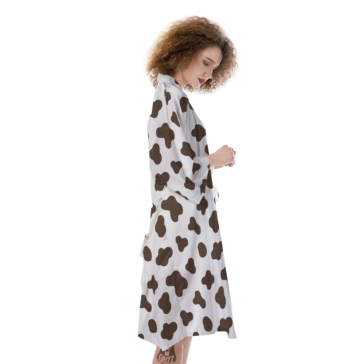 Cow Milk And Chocolate Print Kimono-grizzshop