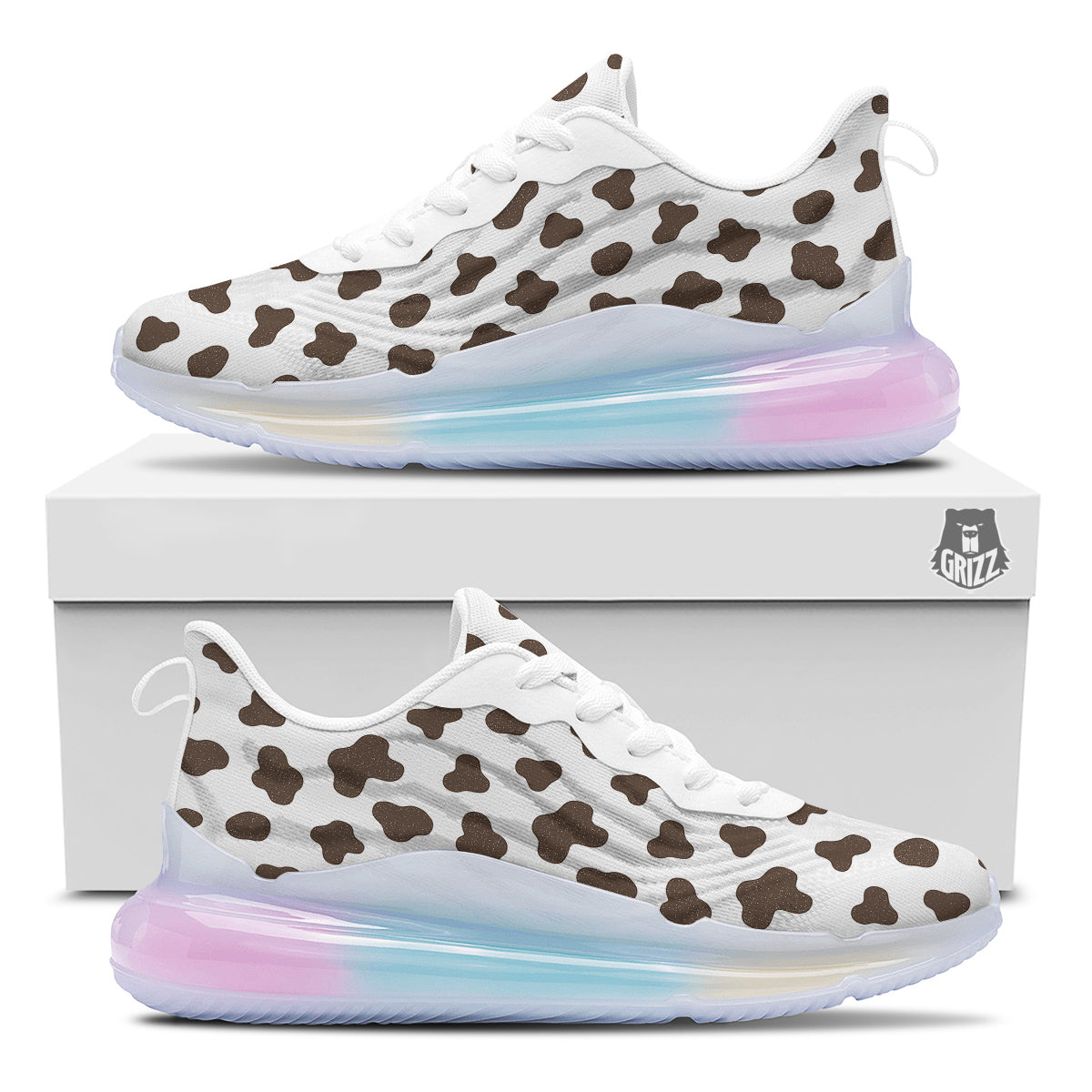 Cow Milk And Chocolate Print Running Sneakers-grizzshop