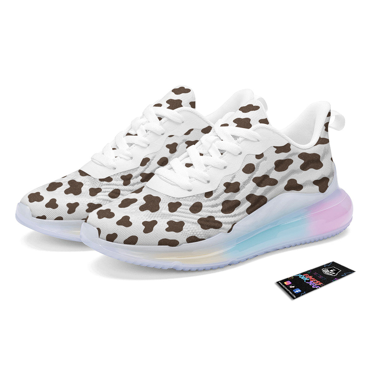 Cow Milk And Chocolate Print Running Sneakers-grizzshop