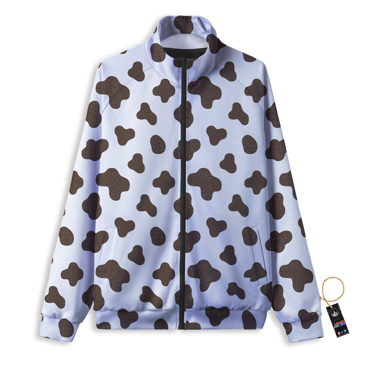 Cow Milk And Chocolate Print Track Jacket-grizzshop