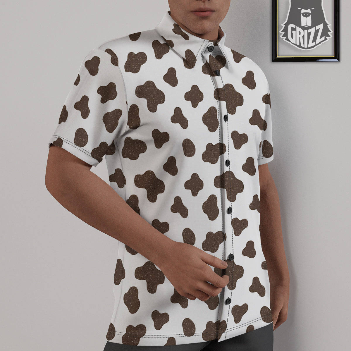 Cow Milk And Chocolate Print Untucked Shirts-grizzshop