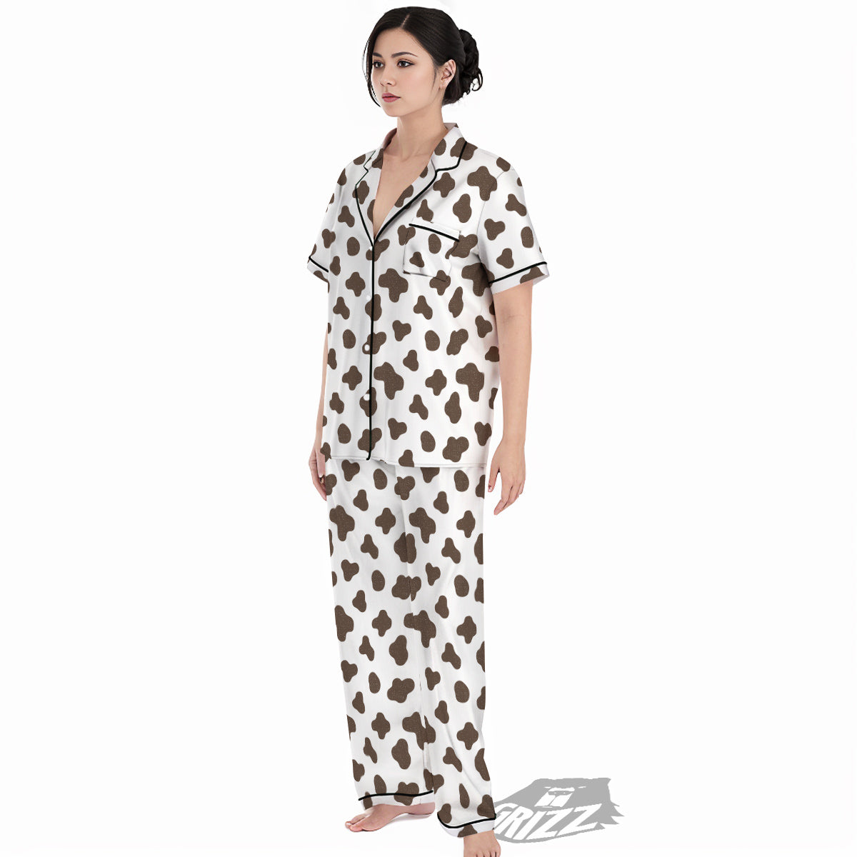 Cow Milk And Chocolate Print Women's Pajamas Set-grizzshop