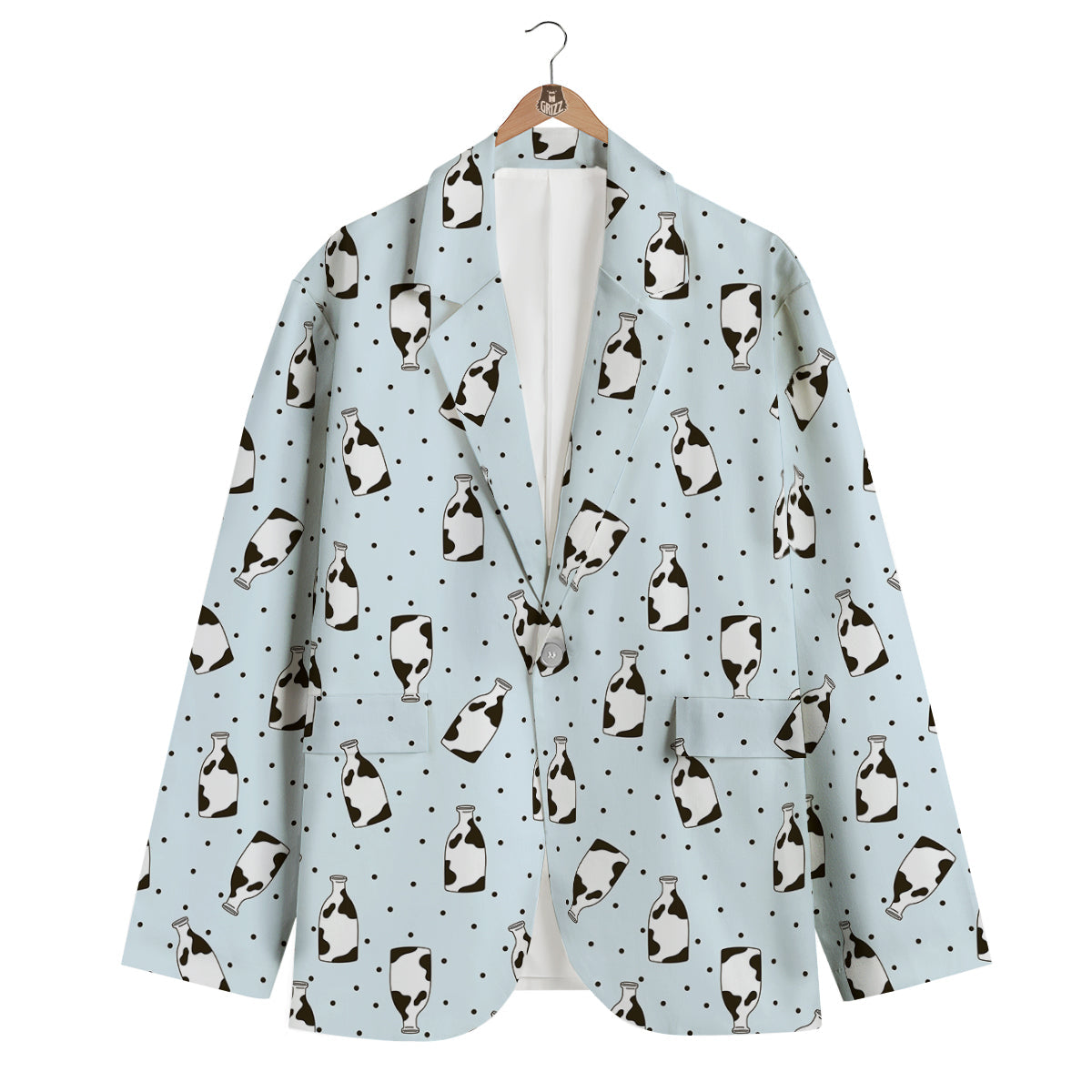 Cow Milk Bottles And Dot Print Pattern Men's Blazer-grizzshop