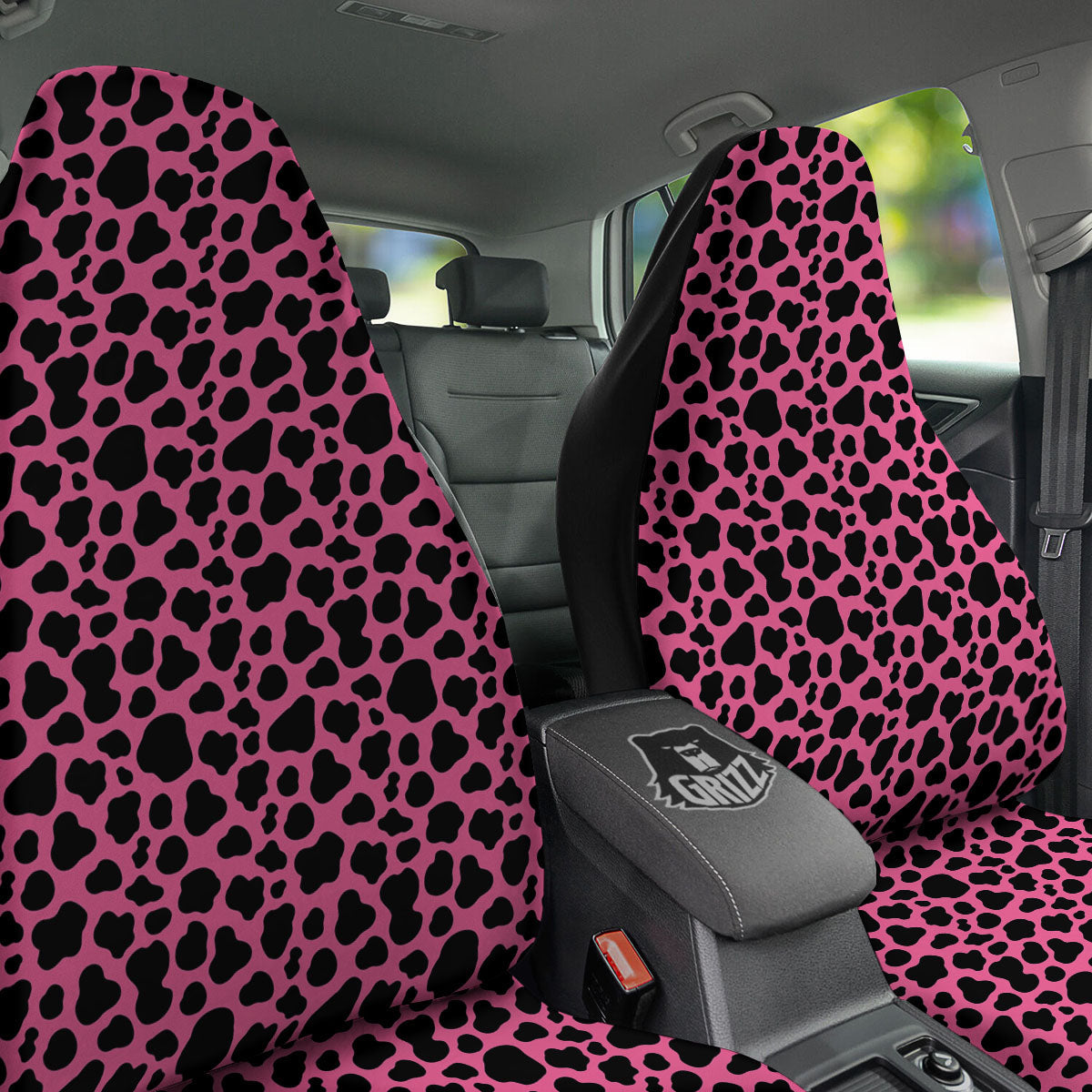 Cow Pink And Black Print Car Seat Covers-grizzshop