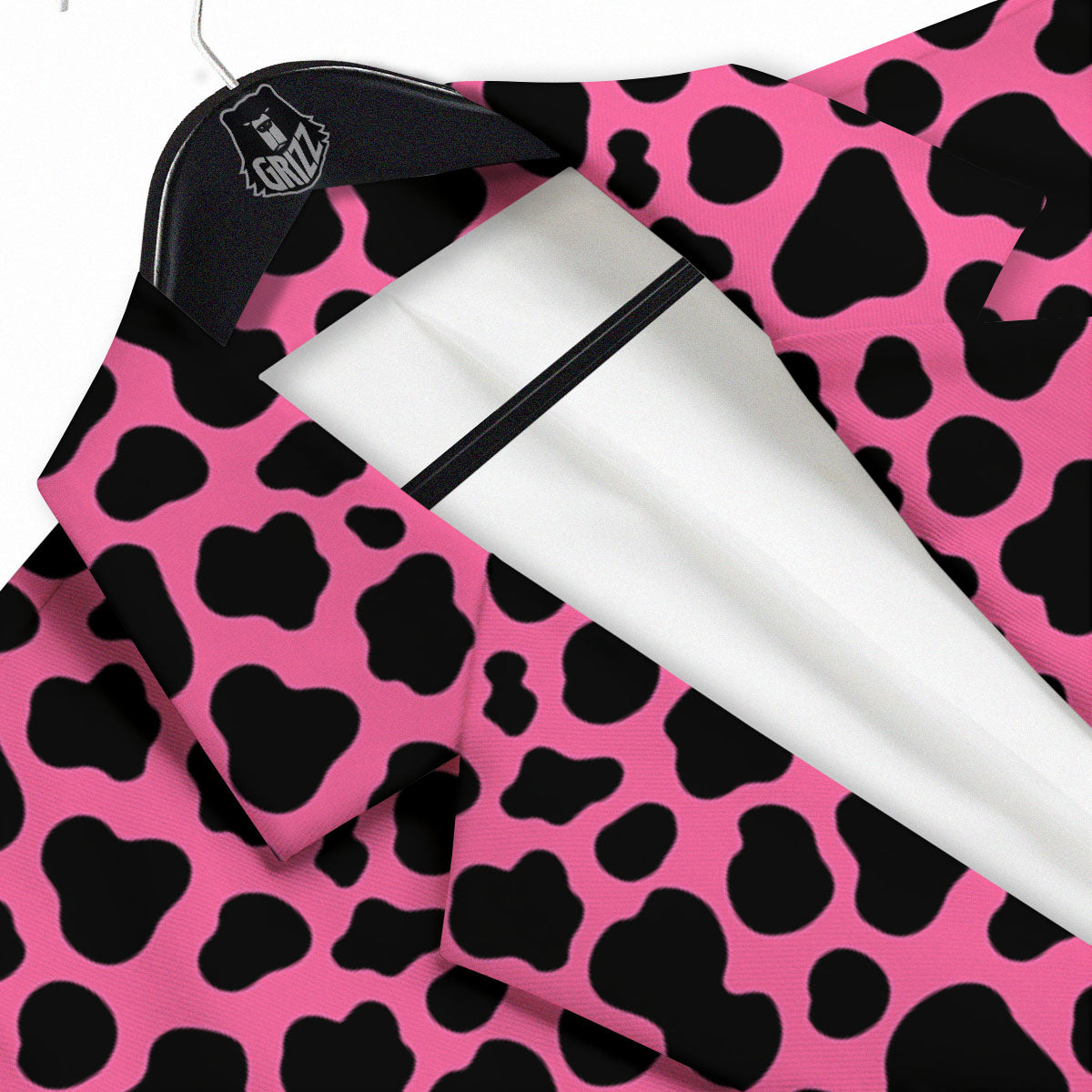 Cow Pink And Black Print Men's Sport Coat-grizzshop
