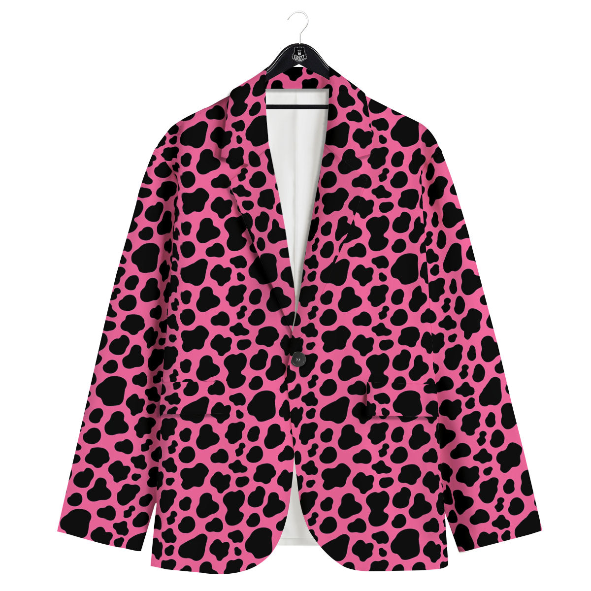 Cow Pink And Black Print Men's Sport Coat-grizzshop