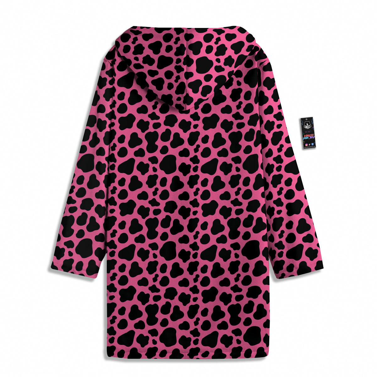 Cow Pink And Black Print Men's Windbreaker Jacket-grizzshop