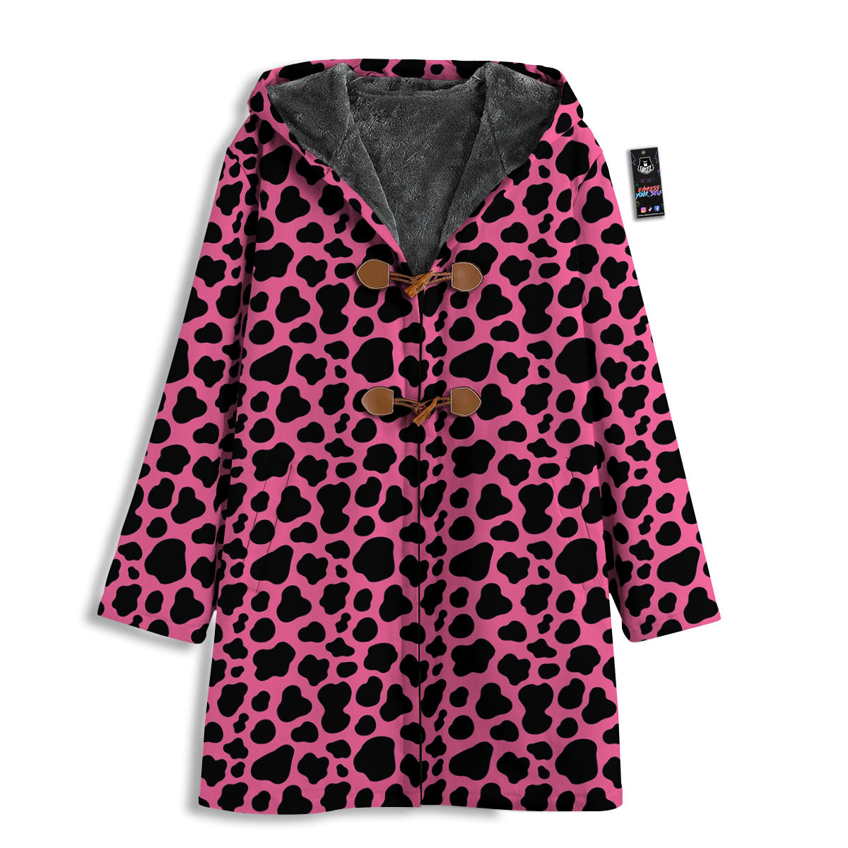 Cow Pink And Black Print Men's Windbreaker Jacket-grizzshop