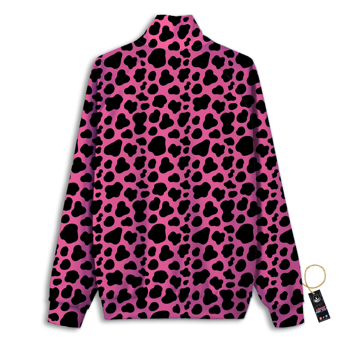 Cow Pink And Black Print Track Jacket-grizzshop