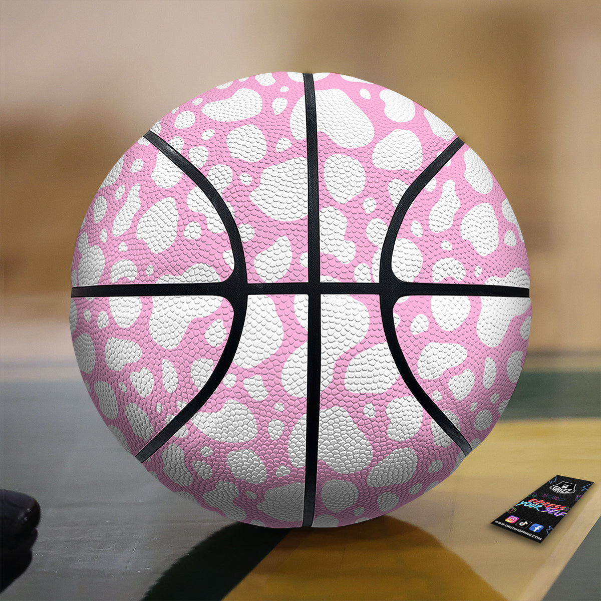 Cow Pink And White Print Pattern Basketball