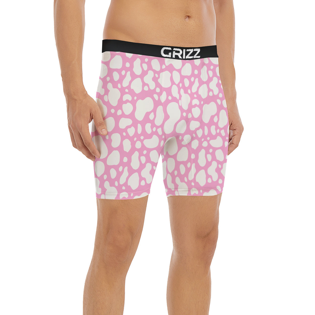 Cow Pink And White Print Pattern Boxer Briefs-grizzshop
