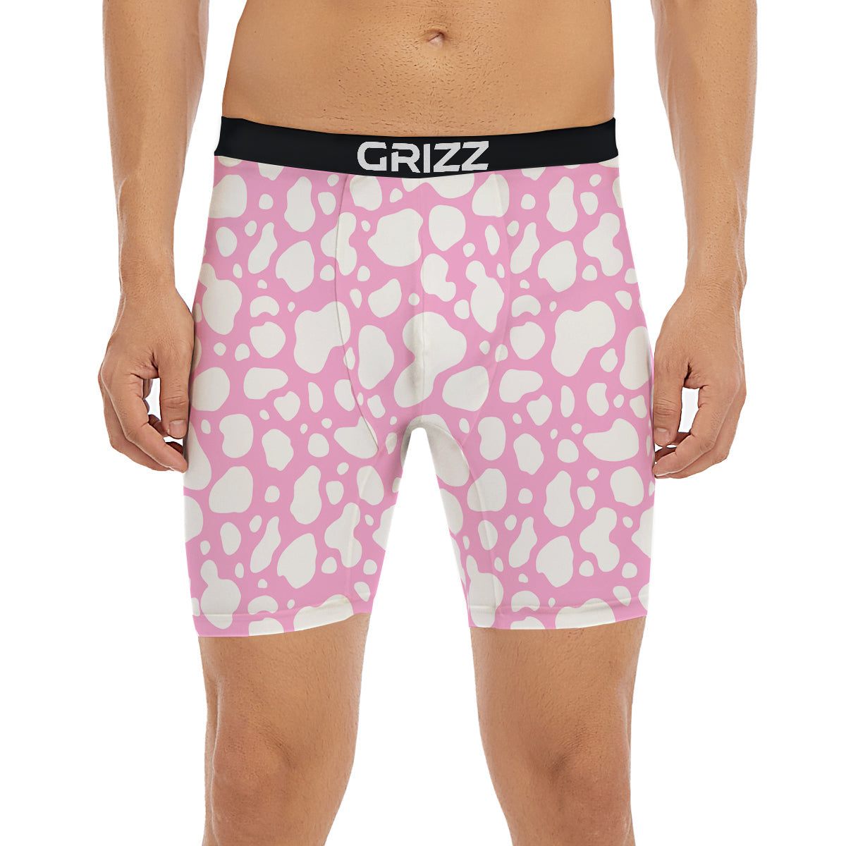 Cow Pink And White Print Pattern Boxer Briefs-grizzshop