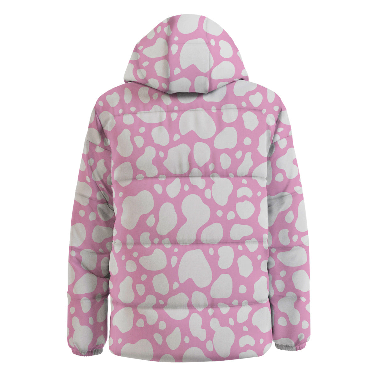 Cow Pink And White Print Pattern Down Jacket-grizzshop