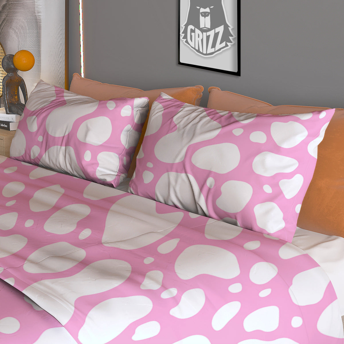 Cow Pink And White Print Pattern Duvet Cover Bedding Set