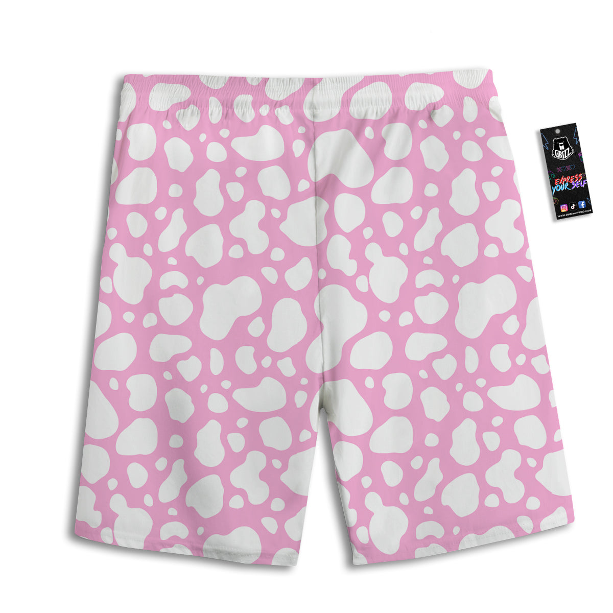 Cow Pink And White Print Pattern Men's Athletic Shorts