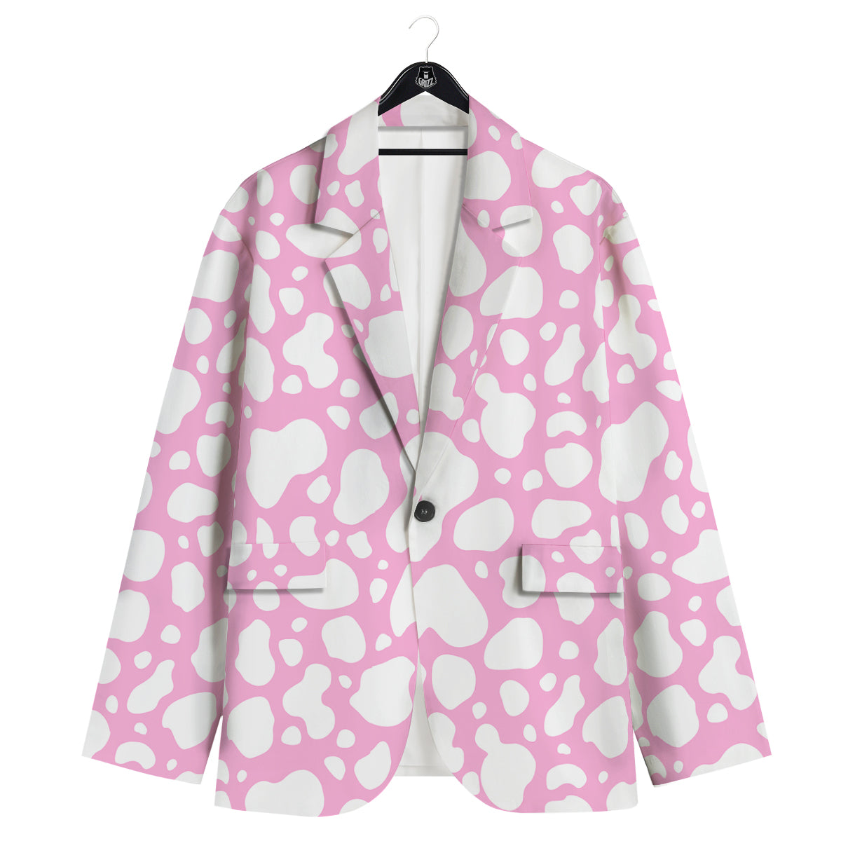 Cow Pink And White Print Pattern Men's Sport Coat-grizzshop