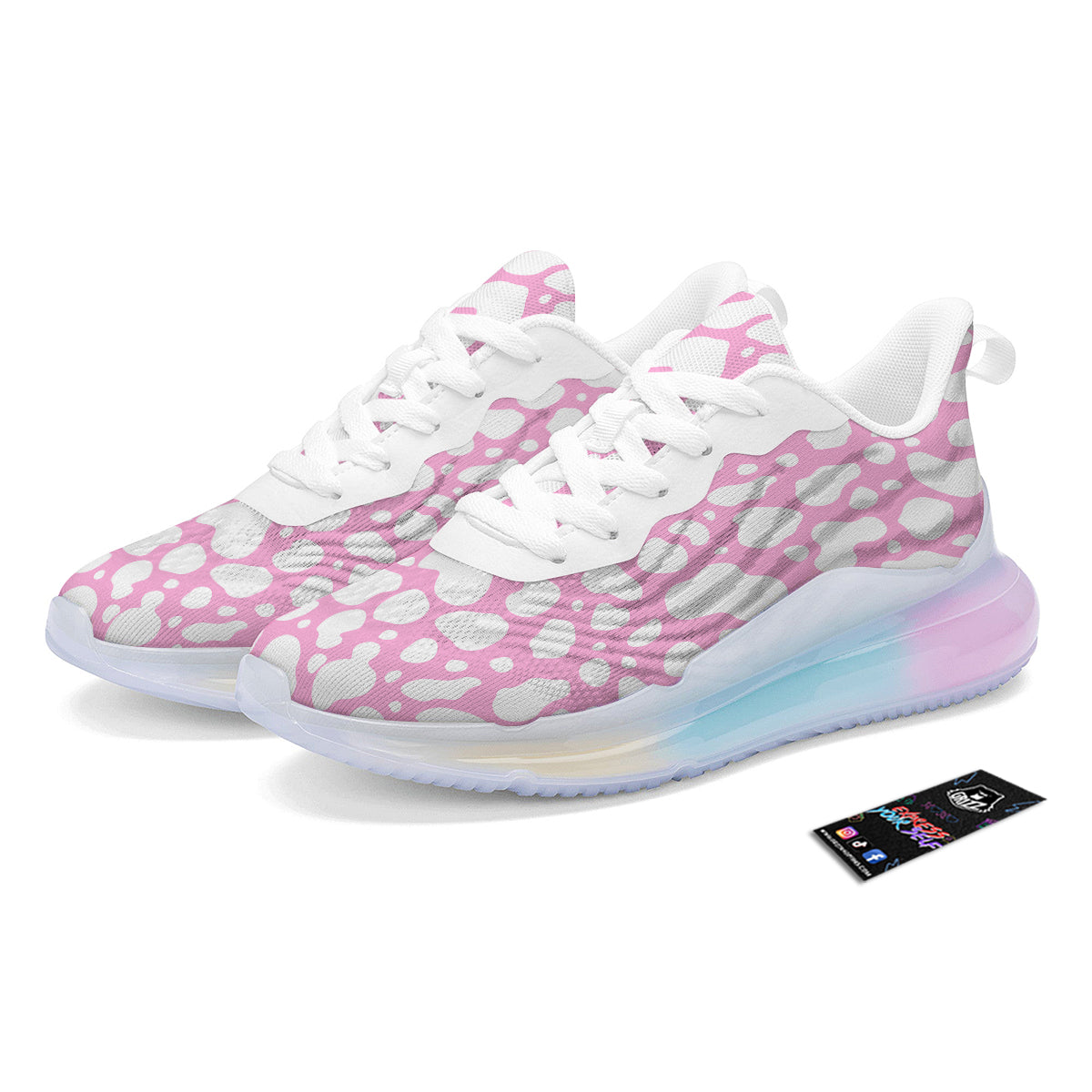 Cow Pink And White Print Pattern Running Sneakers-grizzshop