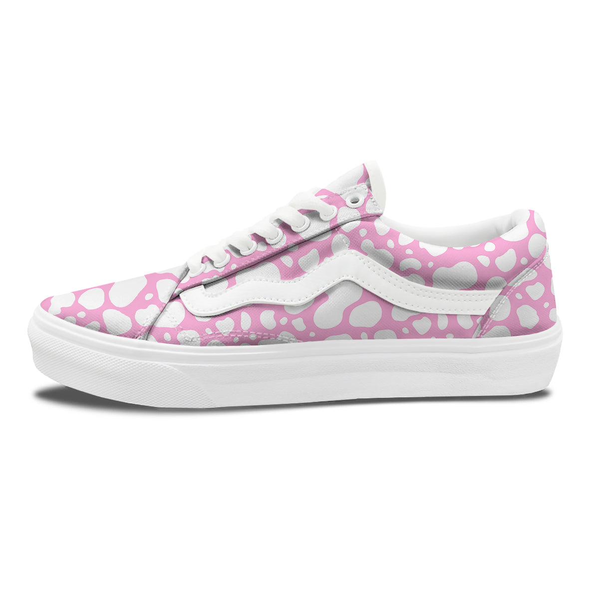 Cow Pink And White Print Pattern Skate Shoes-grizzshop
