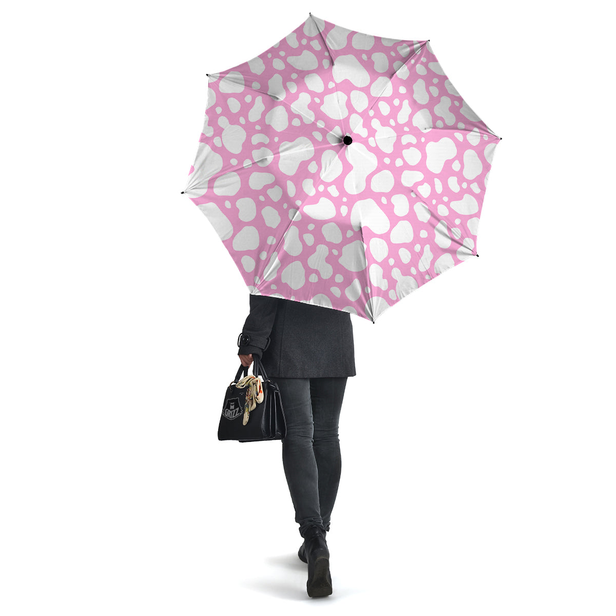 Cow Pink And White Print Pattern Umbrella-grizzshop