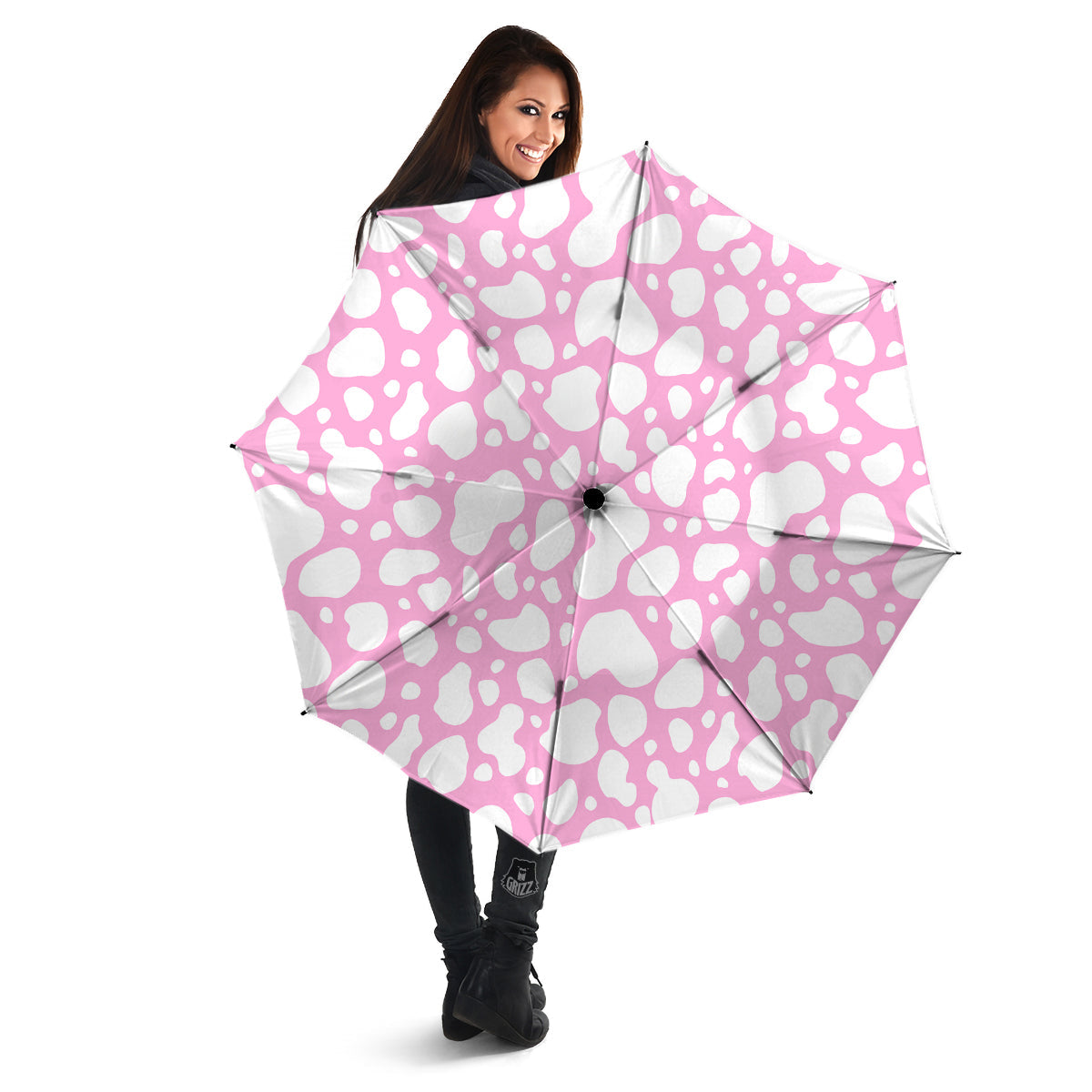 Cow Pink And White Print Pattern Umbrella-grizzshop