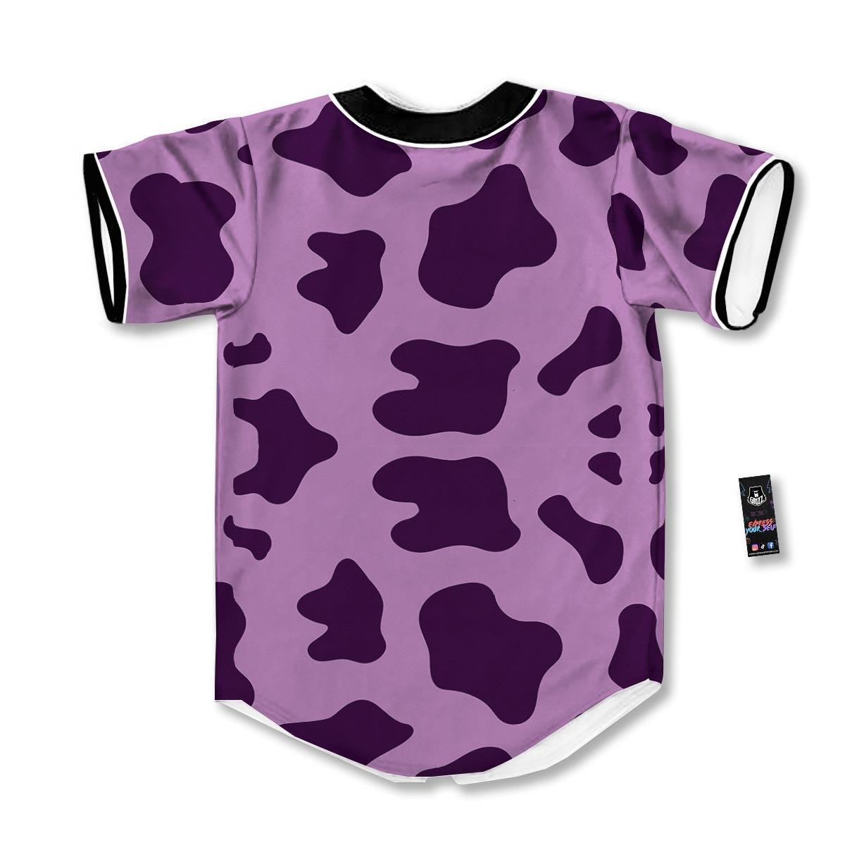 Cow Purple Print Pattern Baseball Jersey-grizzshop