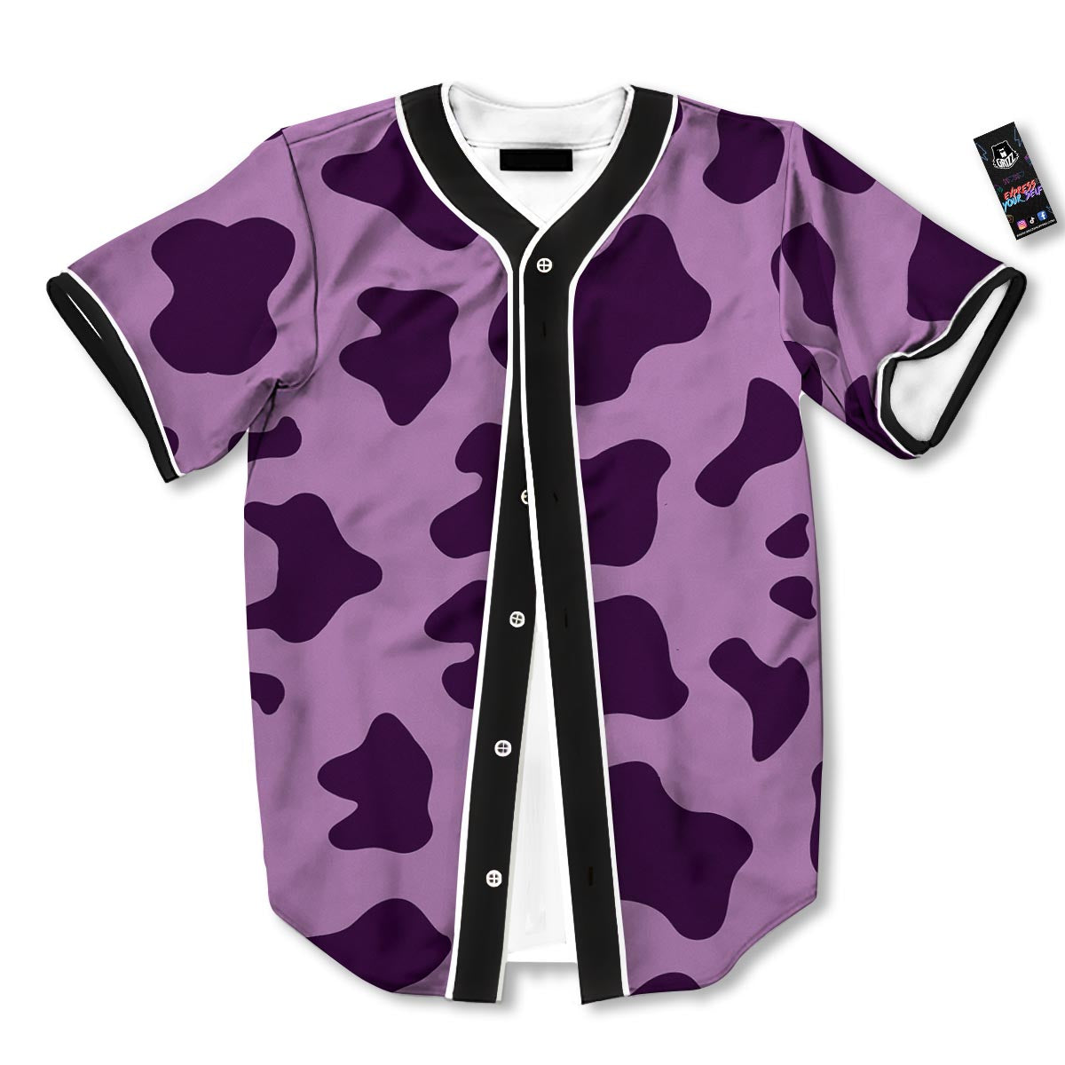 Cow Purple Print Pattern Baseball Jersey-grizzshop