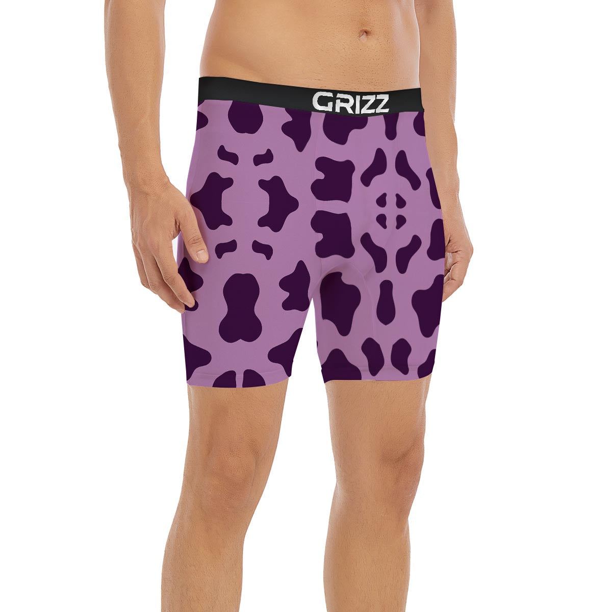 Cow Purple Print Pattern Boxer Briefs-grizzshop
