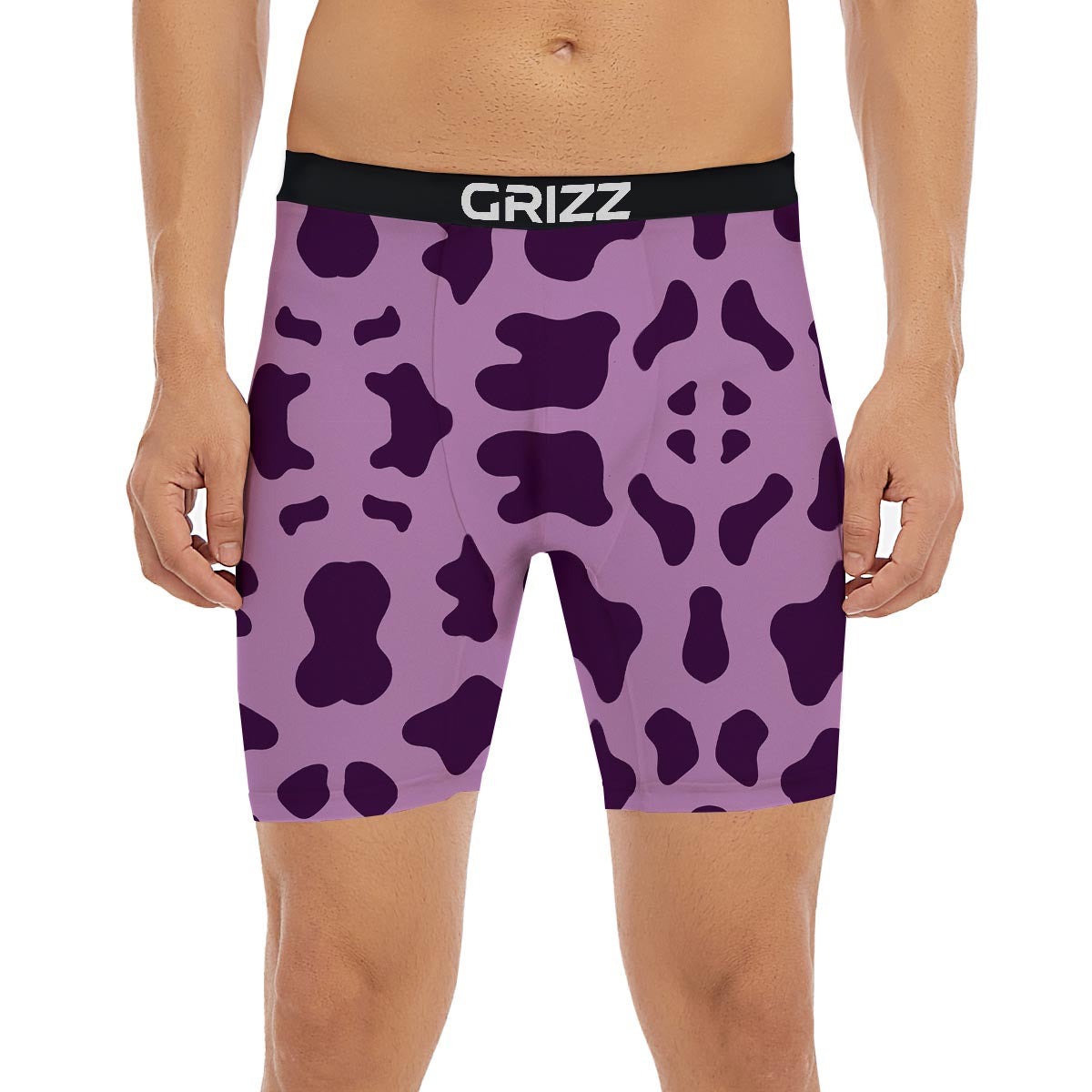 Cow Purple Print Pattern Boxer Briefs-grizzshop