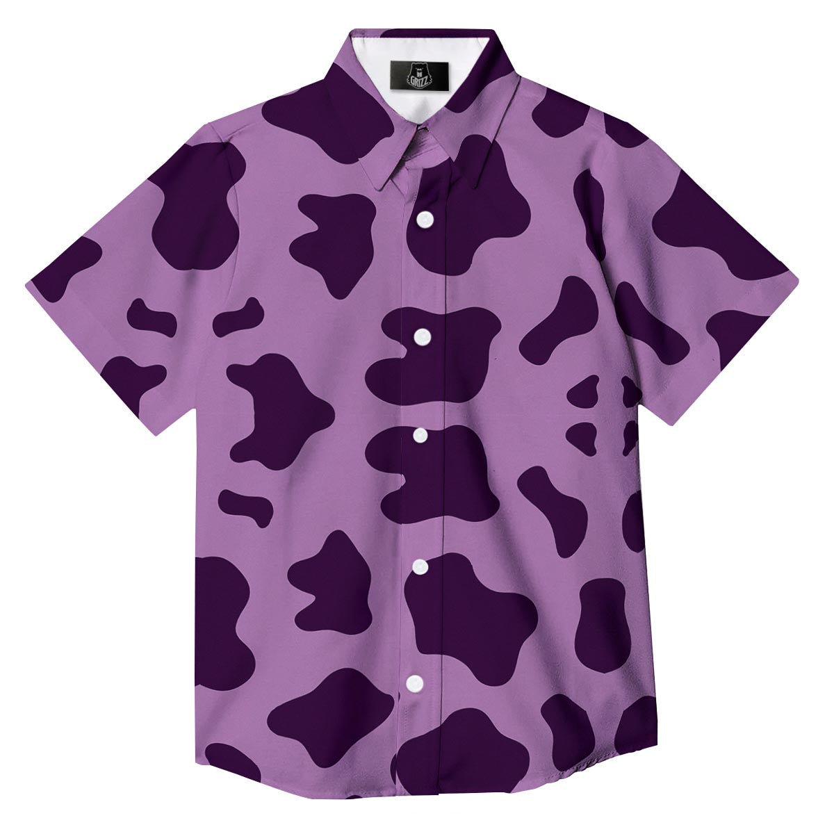 Cow Purple Print Pattern Button Up Shirt-grizzshop