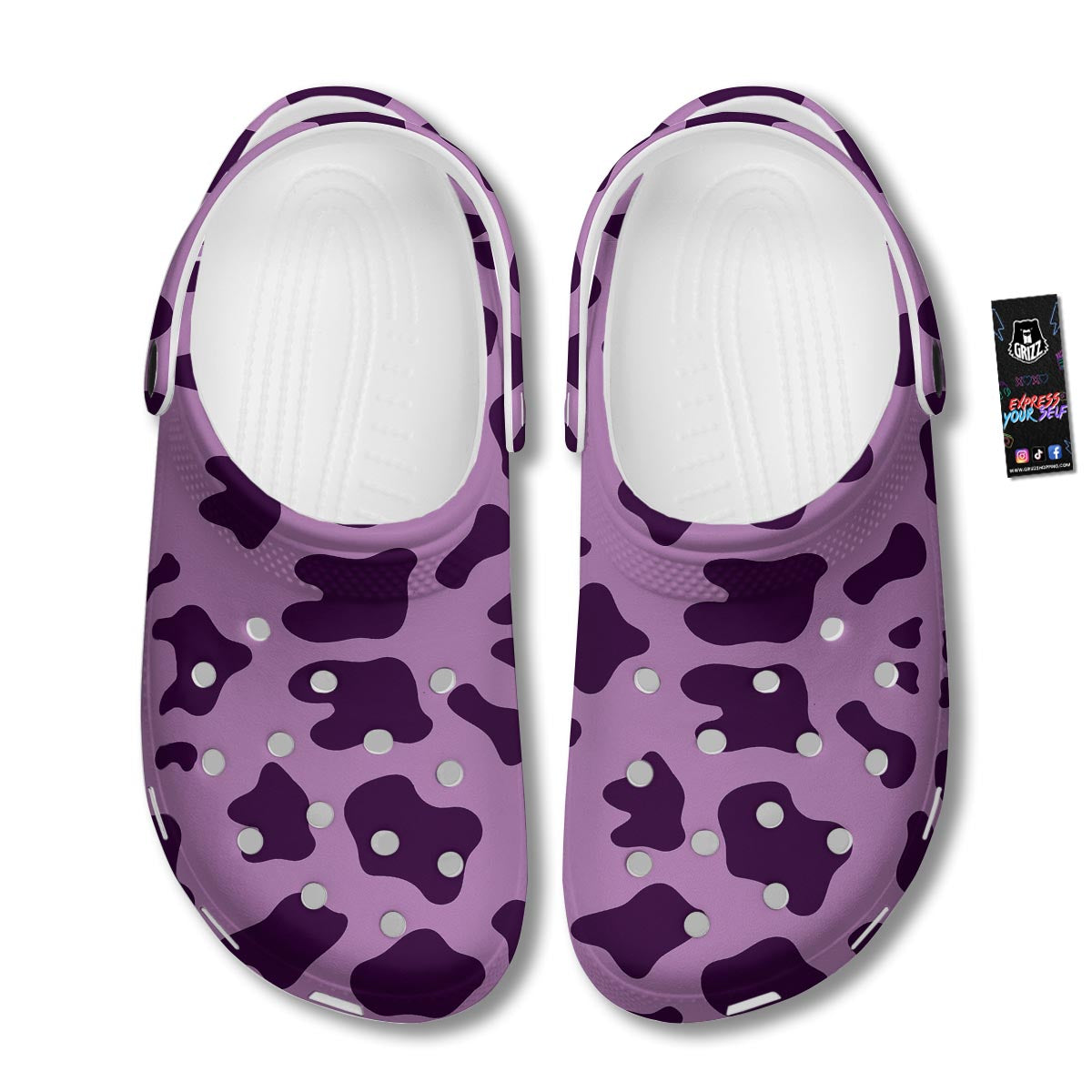 Cow Purple Print Pattern Clog-grizzshop