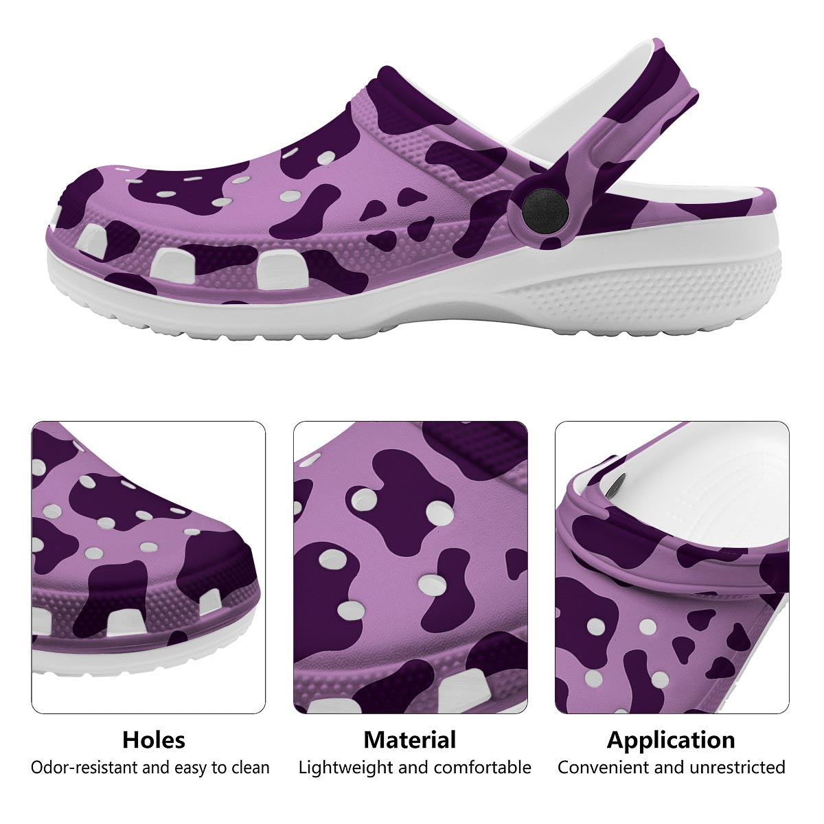 Cow Purple Print Pattern Clog-grizzshop