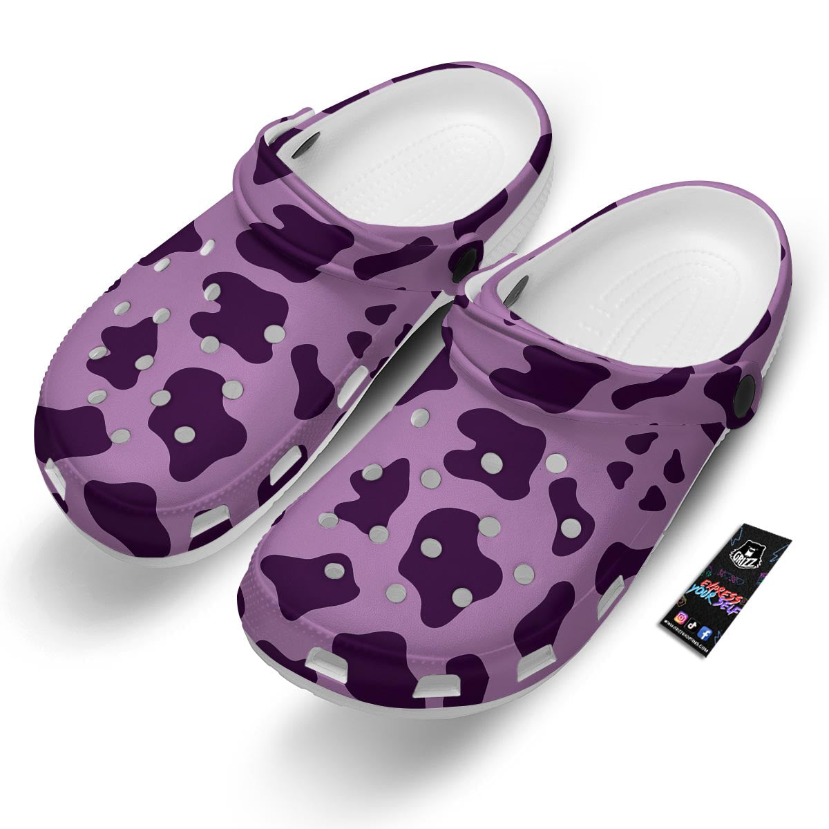 Cow Purple Print Pattern Clog-grizzshop