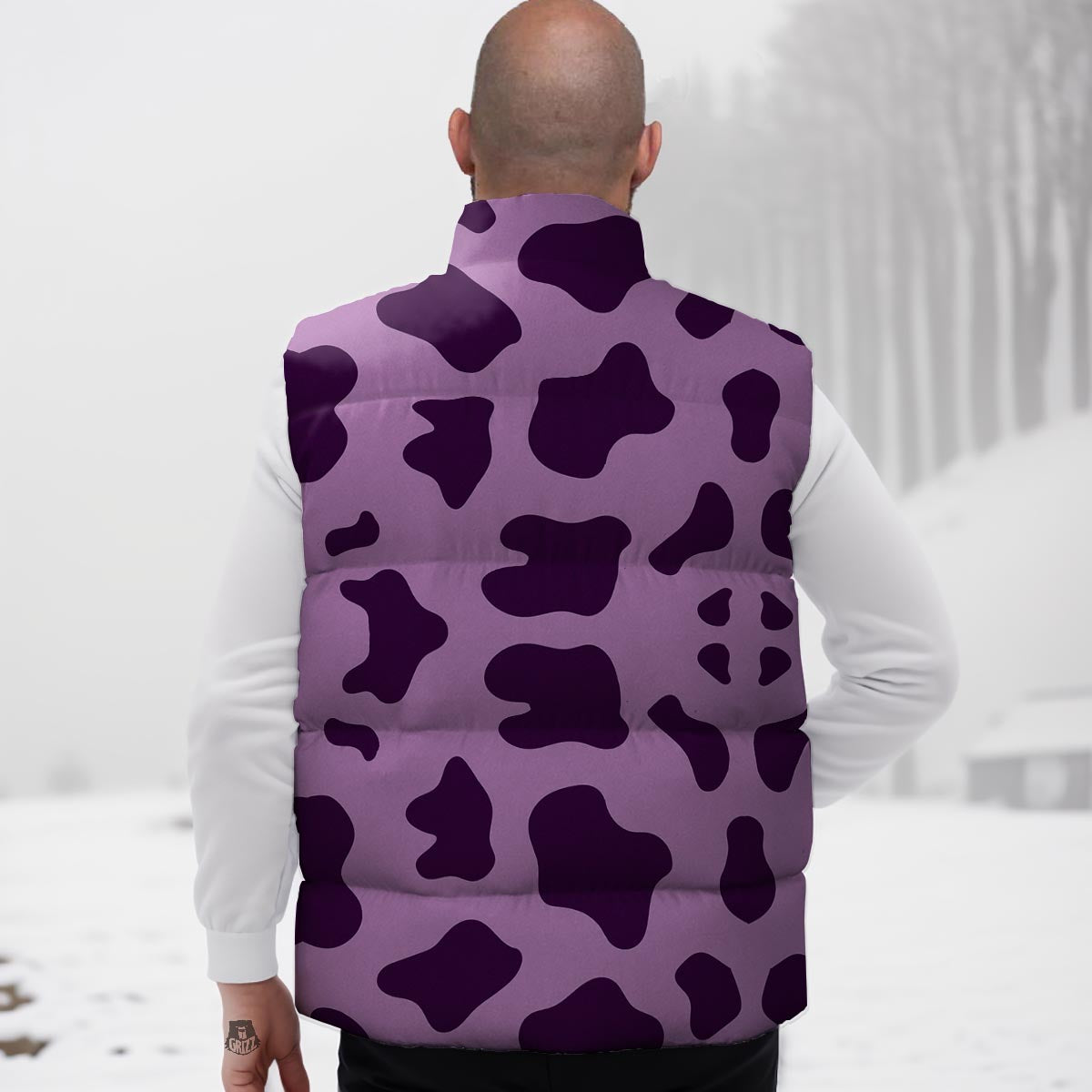 Cow Purple Print Pattern Down Vest