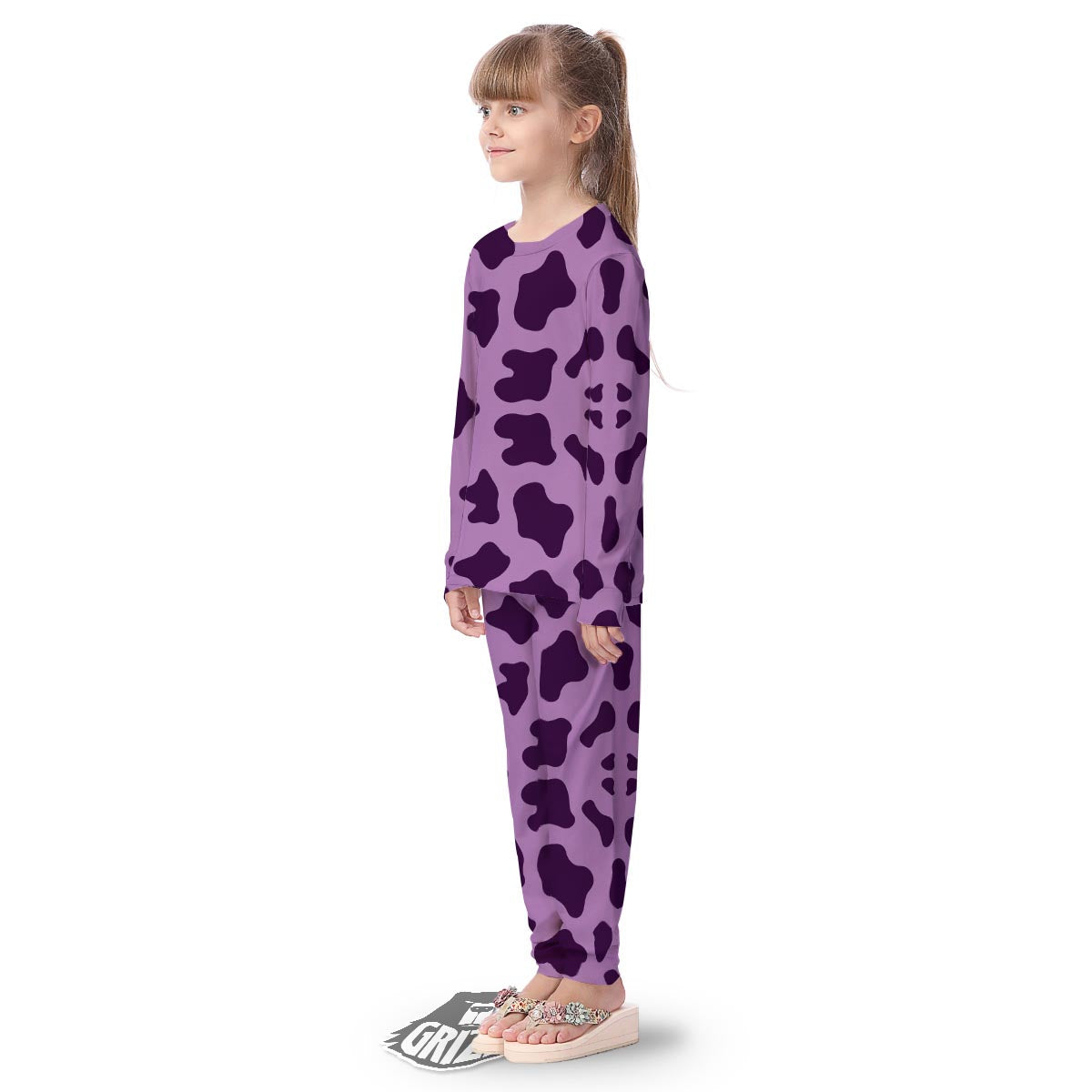 Cow Purple Print Pattern Kid's Pajamas-grizzshop