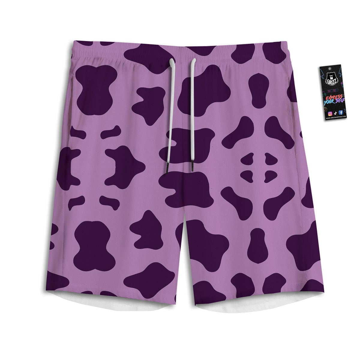 Cow Purple Print Pattern Men's Athletic Shorts