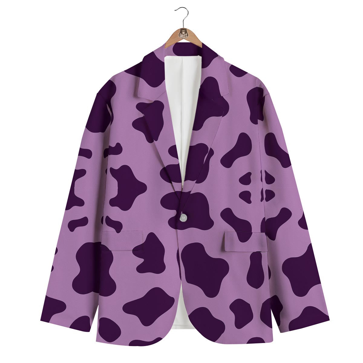 Cow Purple Print Pattern Men's Blazer-grizzshop