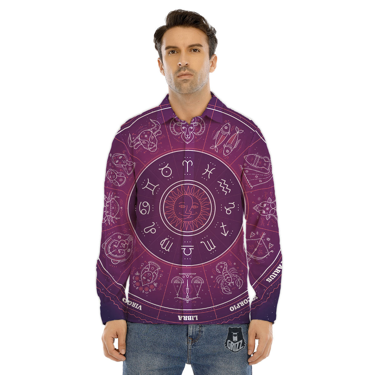 Cow Purple Print Pattern Men's Dress Shirts-grizzshop