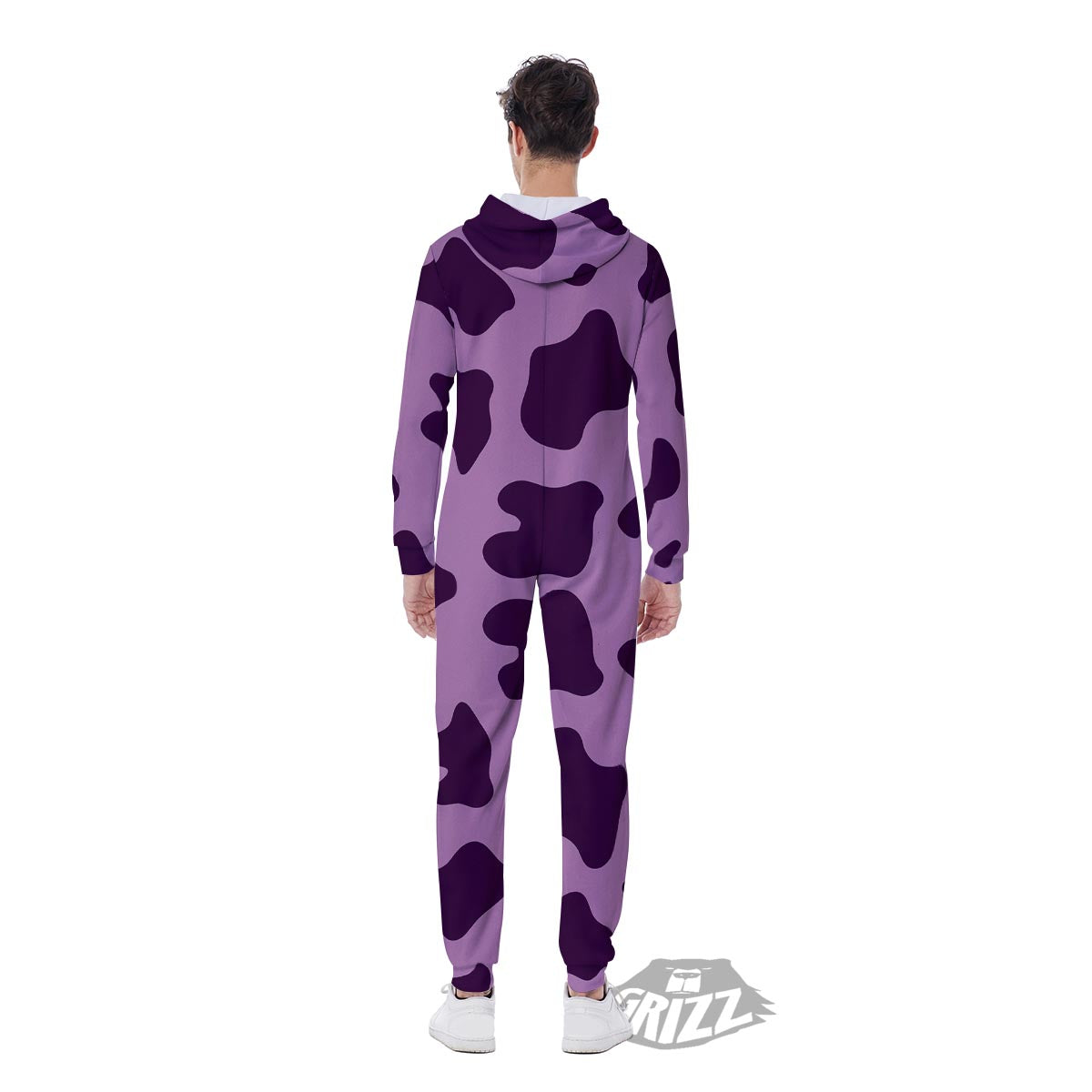 Cow Purple Print Pattern Men's Jumpsuit-grizzshop