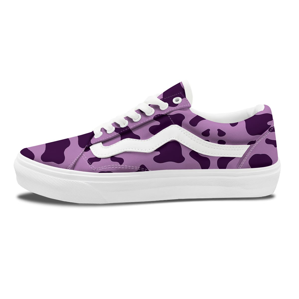 Cow Purple Print Pattern Skate Shoes-grizzshop